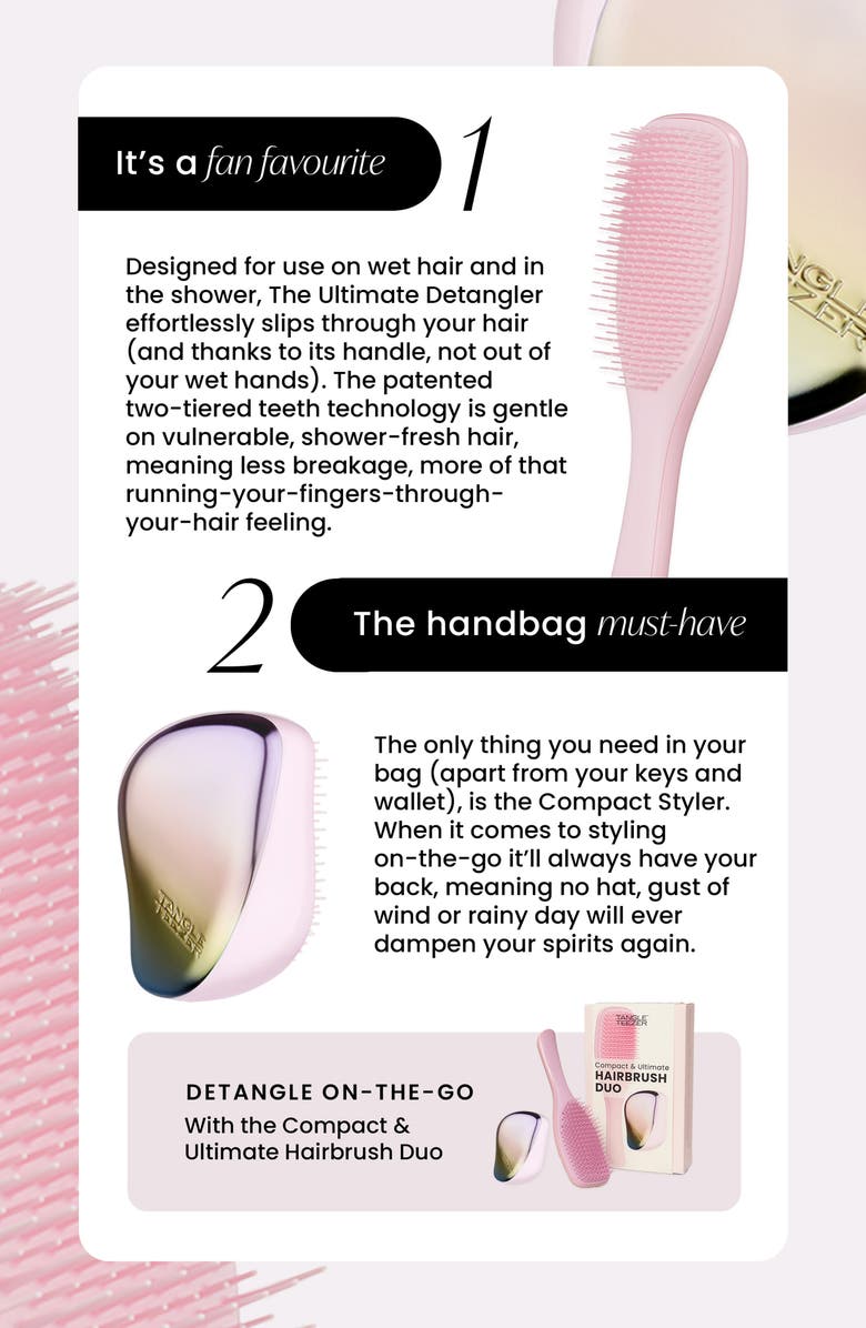Tangle Teezer Compact & Ultimate Hairbrush Set $33 Value, Alternate, color, Rosebud/ Chrome