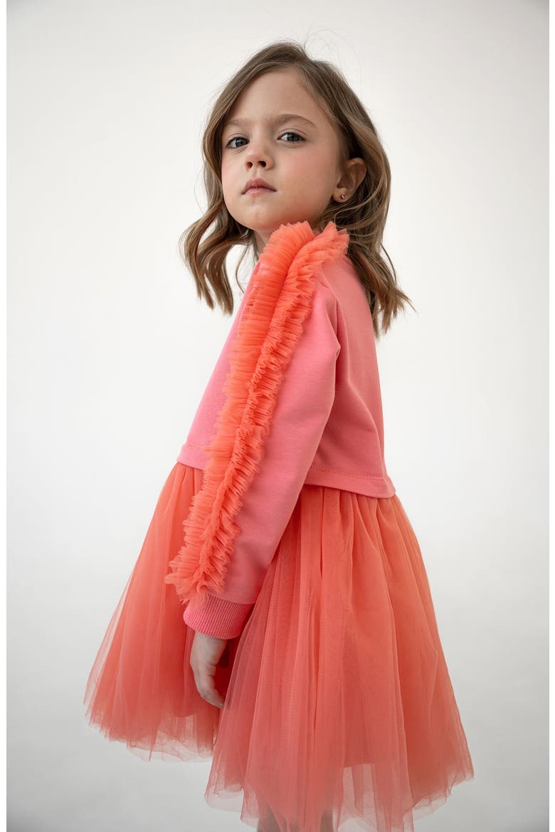 Ruffle Sweatshirt Dress, Alternate, color, Coral Peony