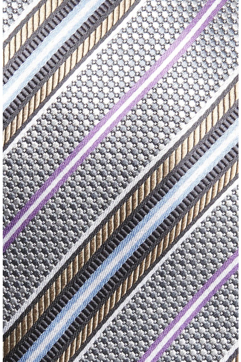 Stripe Silk Tie, Alternate, color, SILVER
