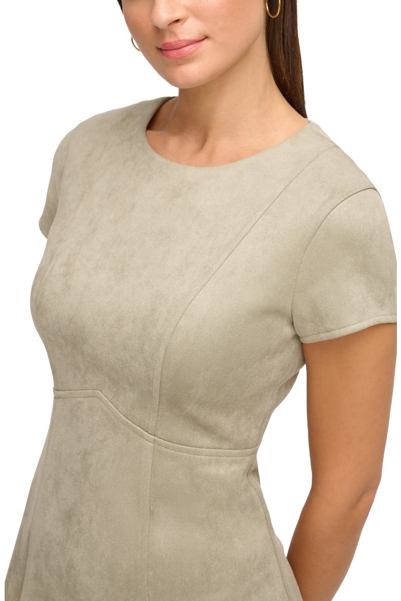 Scuba Knit Faux Suede Fit & Flare Dress, Alternate, color, SAGE