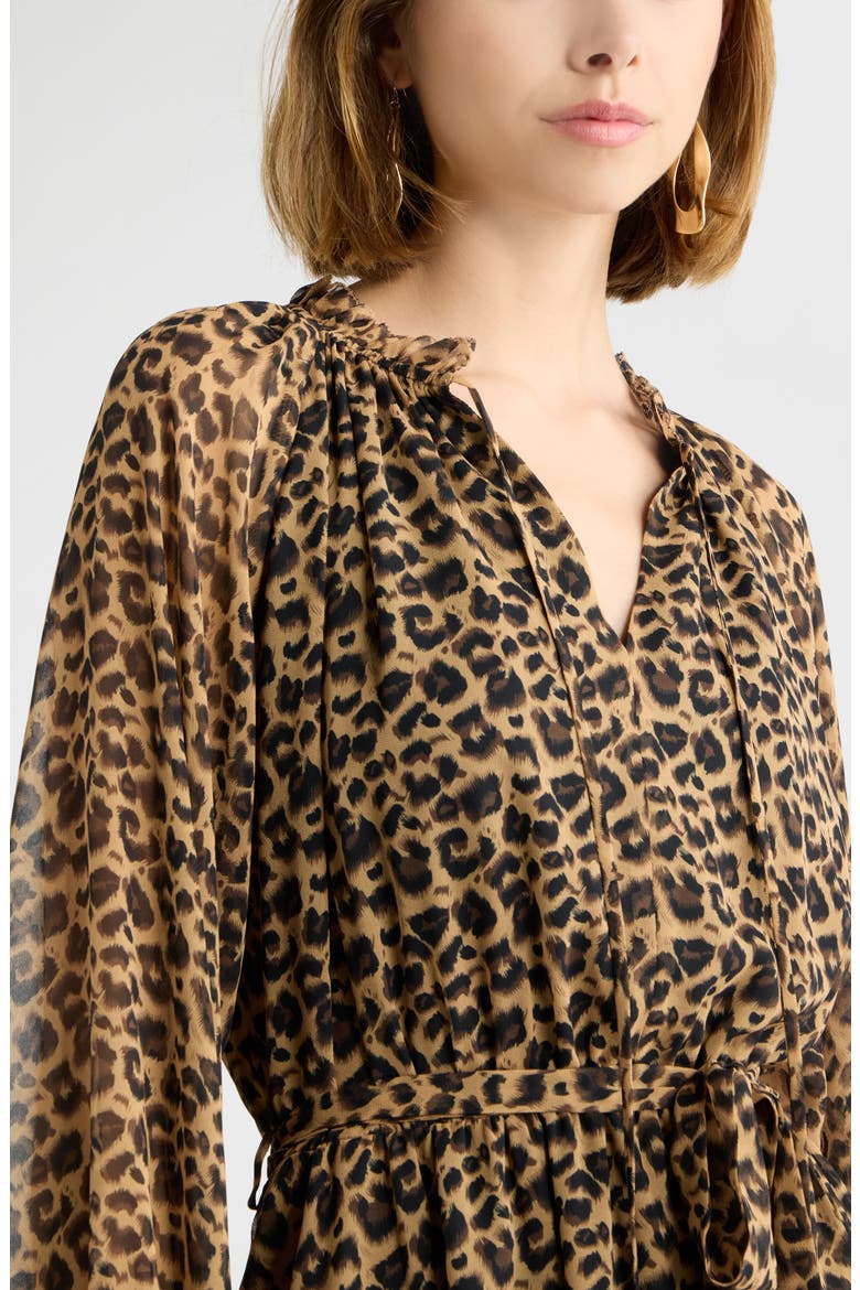Floral Chiffon Tiered Minidress, Alternate, color, LEOPARD