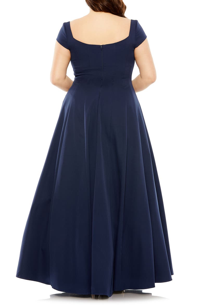 Cap Sleeve Square Neck Ballgown, Alternate, color, MIDNIGHT