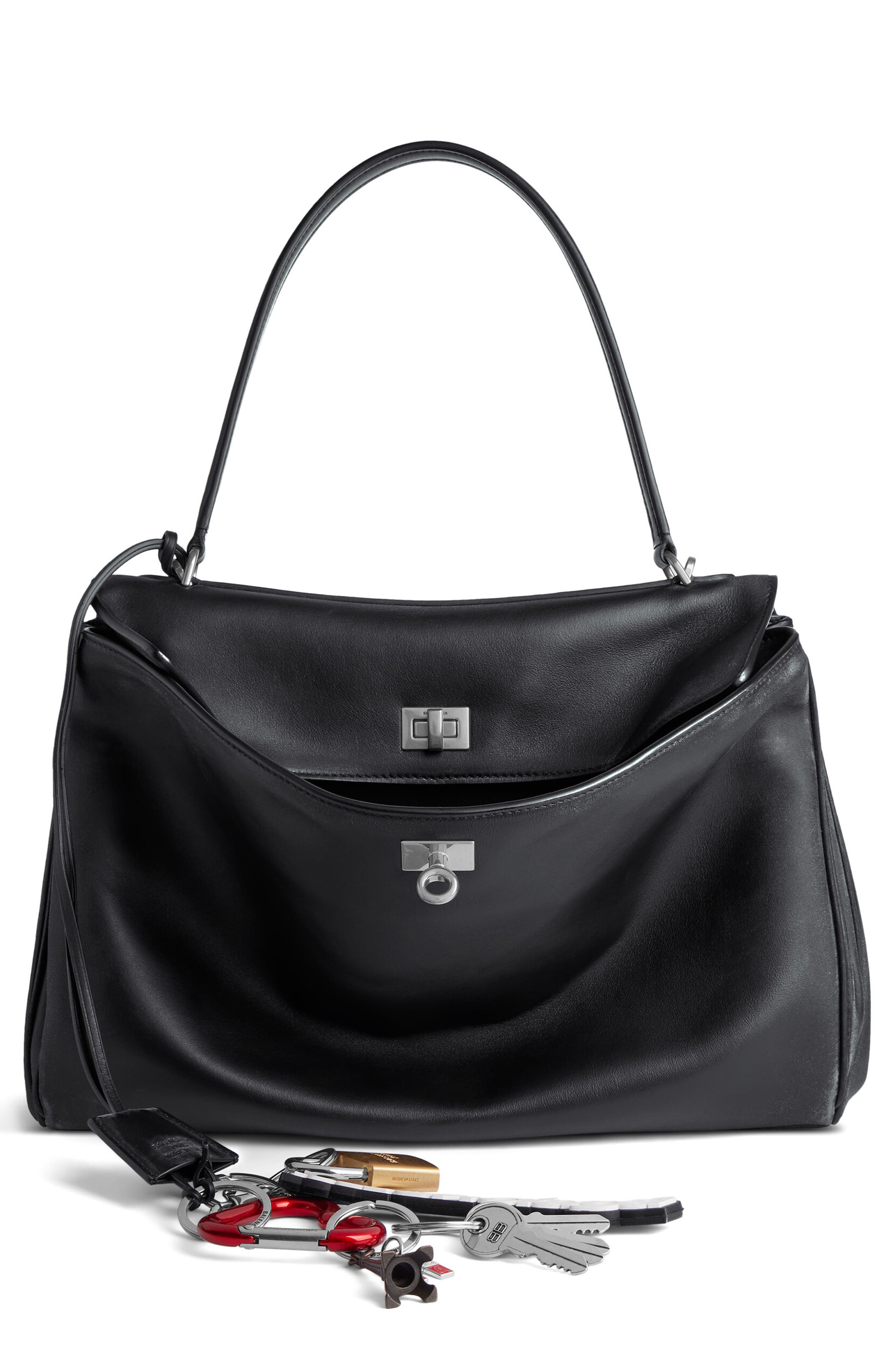 Balenciaga Rodeo Leather Shoulder Bag, Main, color, 