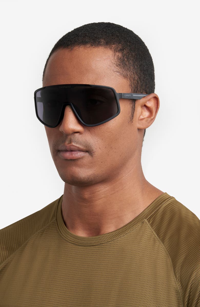 Carrera Eyewear 99mm Shield Sunglasses, Alternate, color, Matte Black