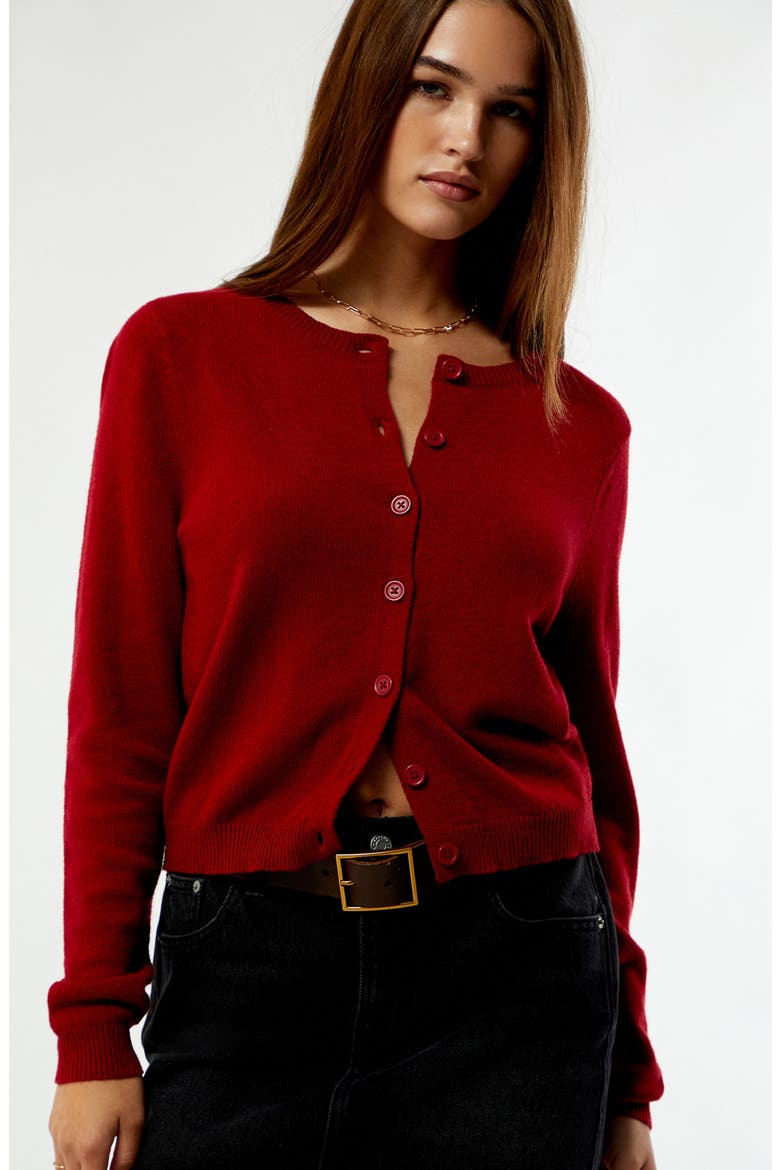 Marley Button Front Cardigan, Alternate, color, RED