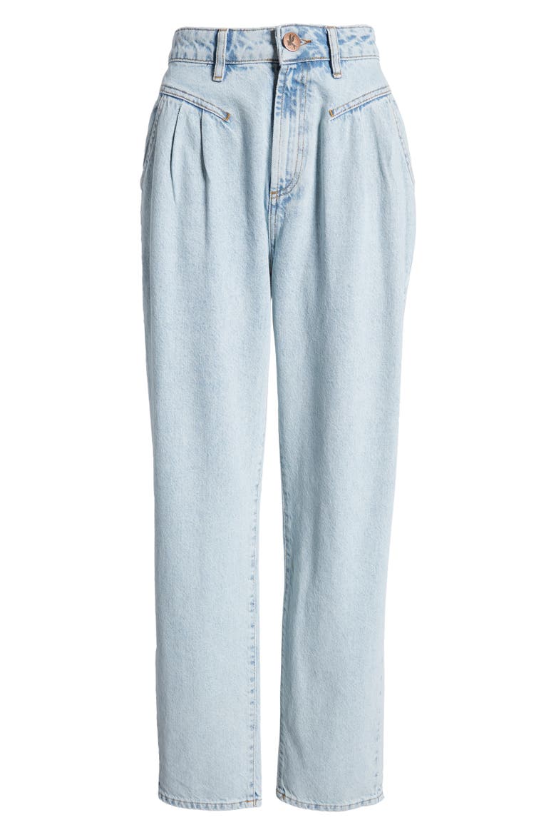 Pleated High Waist Straight Leg Jeans, Alternate, color, KANSAS ACID