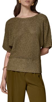 Donna Karan New York Metallic Short Sleeve Sweater