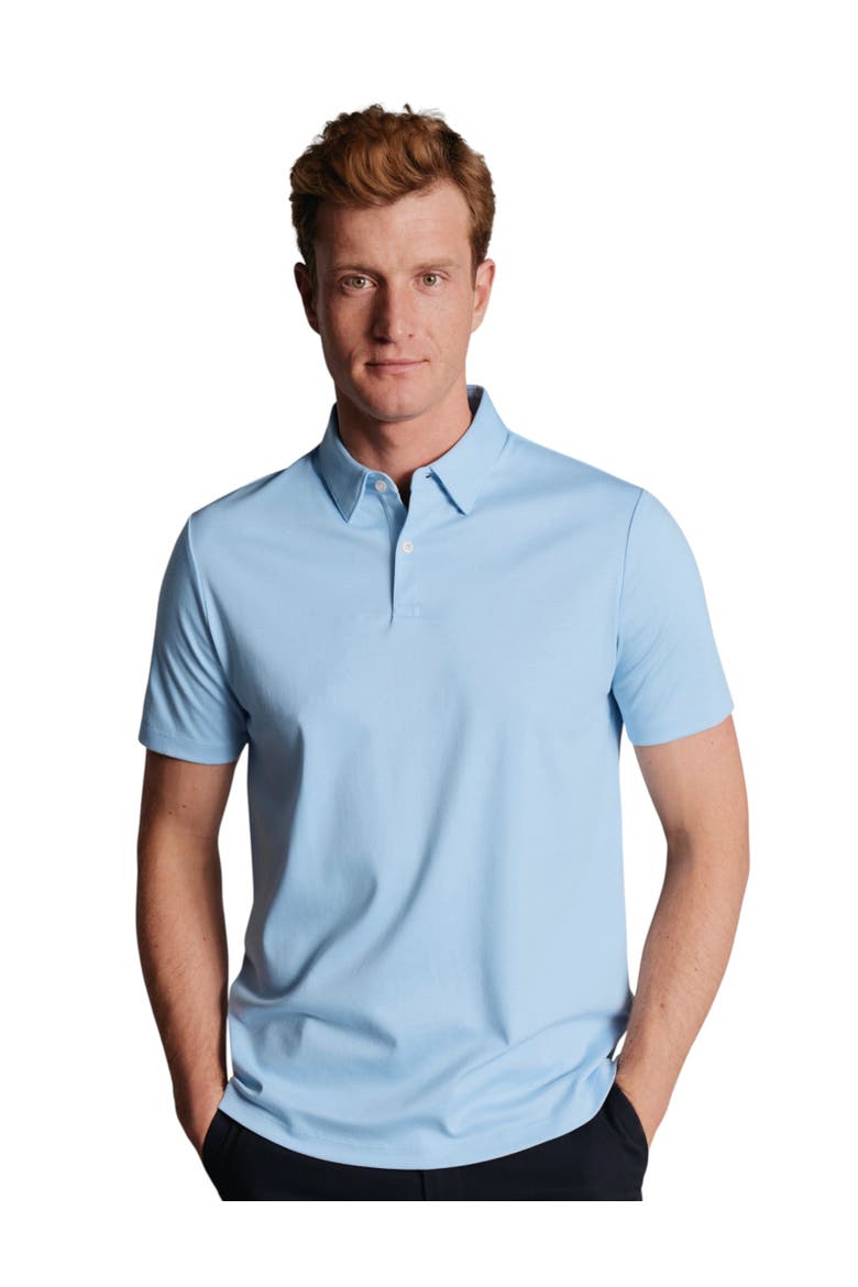Short Sleeve Jersey Polo, Main, color, Sky Blue