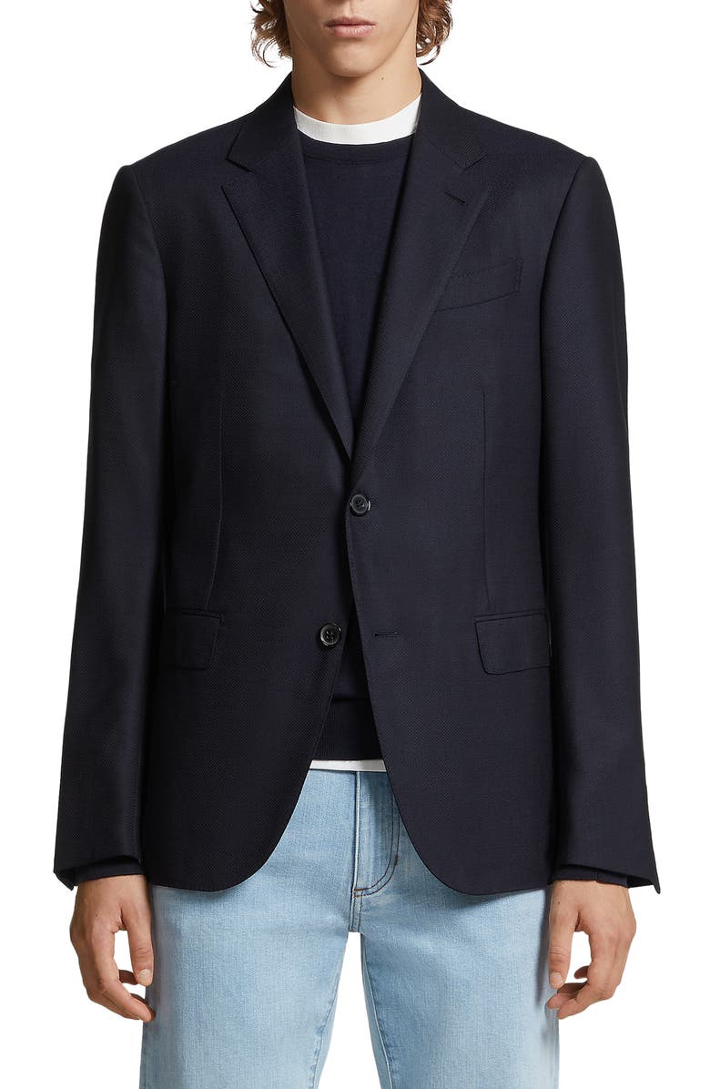 ZEGNA Trofeo Comfort 10-Pocket Wool Blend Blazer, Main, color, Navy