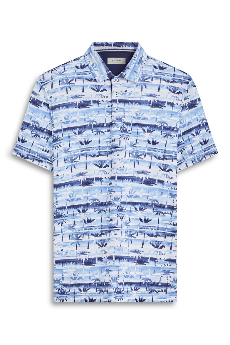 Hendrix Digital Palm Tree Print Pima Cotton Polo, Alternate, color, CLASSIC BLUE