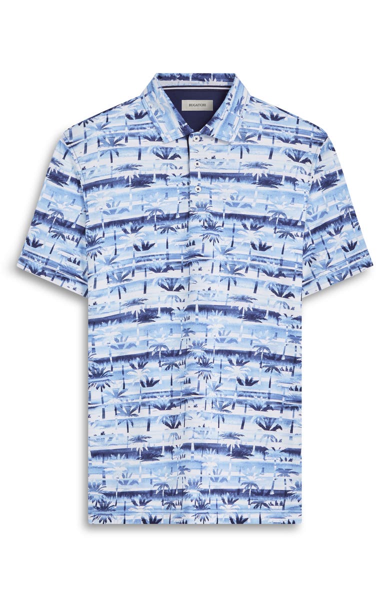 Bugatchi Hendrix Digital Palm Tree Print Pima Cotton Polo, Alternate, color, Classic Blue