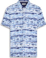 Bugatchi Hendrix Digital Palm Tree Print Pima Cotton Polo