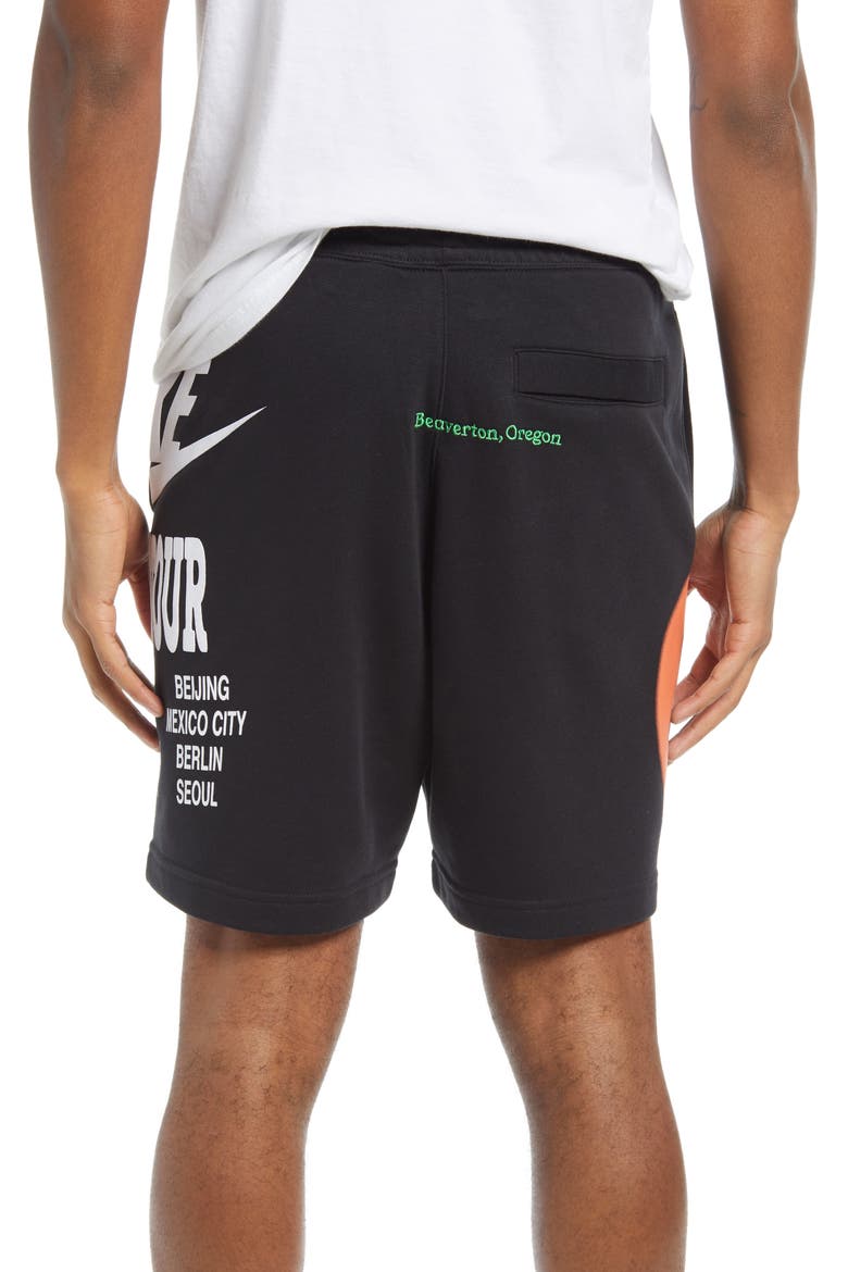 Sportswear World Tour Graphic Drawstring Shorts, Alternate, color, BLACK