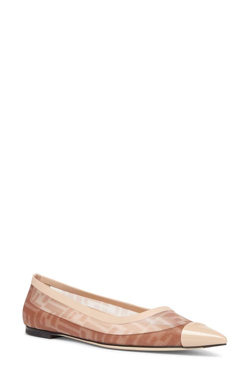 Fendi Colibri Ff Mesh Pointed Ballerina Flats In Rose