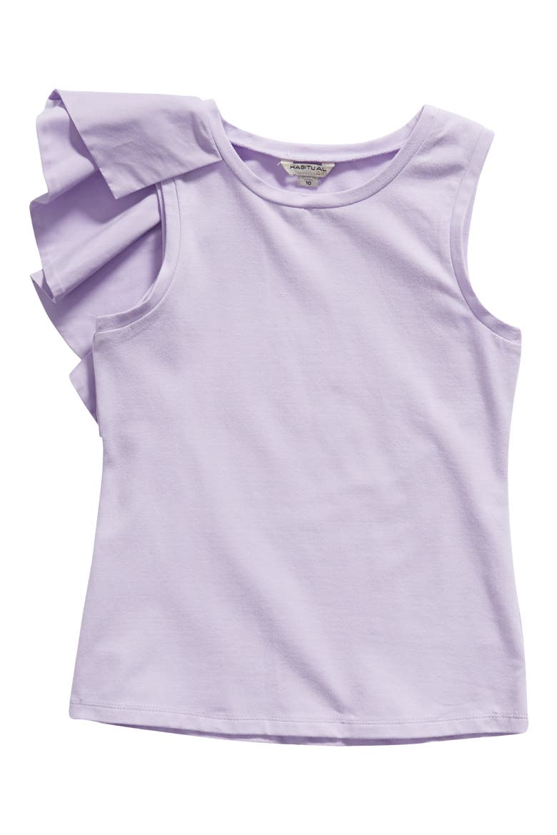 Habitual Girl Kids' Asymmetrical Knit Ruffle Tank, Main, color, LILAC
