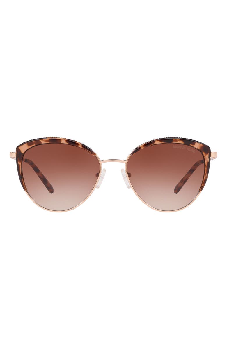Michael Kors 56mm Gradient Cat Eye Sunglasses, Main, color, Rose Gold/ Brown Clear