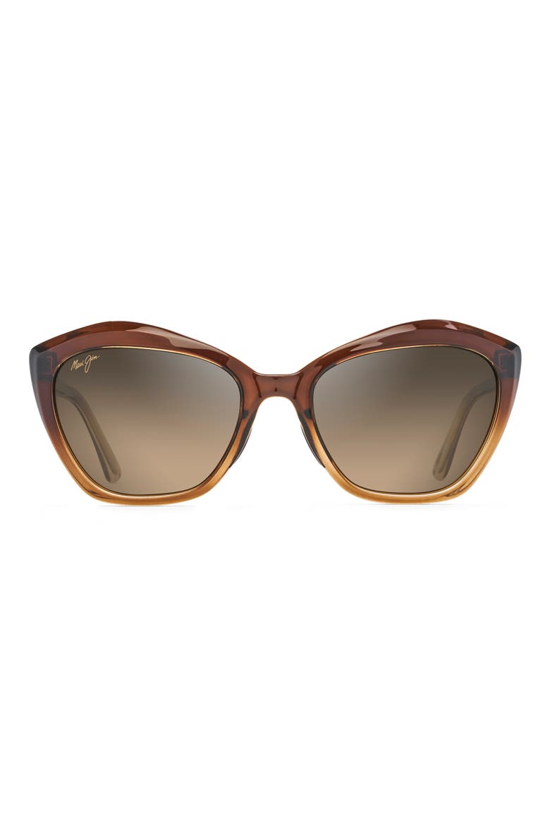 Lotus 56mm PolarizedPlus2® Cat Eye Sunglasses, Main, color, CHOCOLATE FADE/ HCL BRONZE