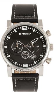 BREED Ryker Chronograph Leather-Band Watch w/Date