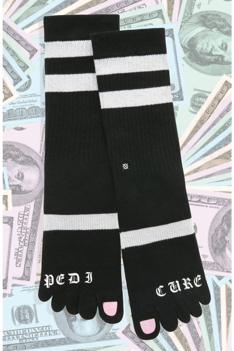 x Rihanna 'Pedi Cure' Crew Toe Socks, Alternate, color, BLACK