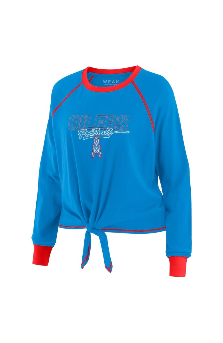 WEAR by Erin Andrews Women's WEAR by Erin Andrews Light Blue Houston Oilers Tie-Front Long Sleeve T-Shirt, Alternate, color, Light Blue
