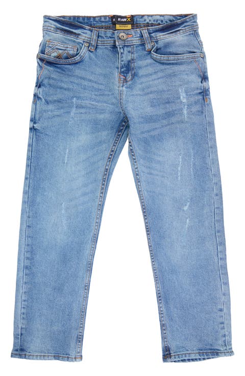 Kids' Raw X Rip & Repair Distressed Neon Stitch Jeans (Big Kid)