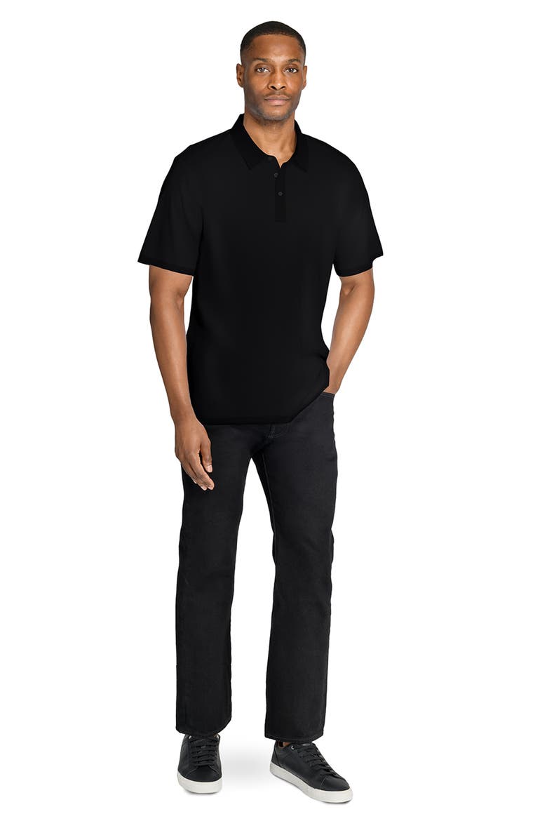Solid Reworked Slim Fit Polo, Alternate, color, BLACK