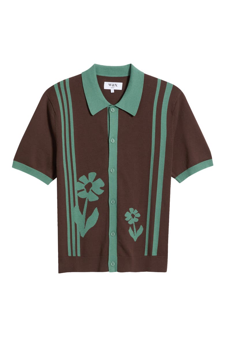 Tellaro Intarsia Cotton Shirt, Main, color, BROWN / SAGE