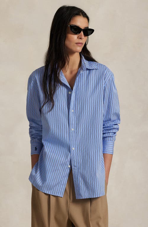 Polo Ralph Lauren Stripe Oversize Button-up Shirt In Blue