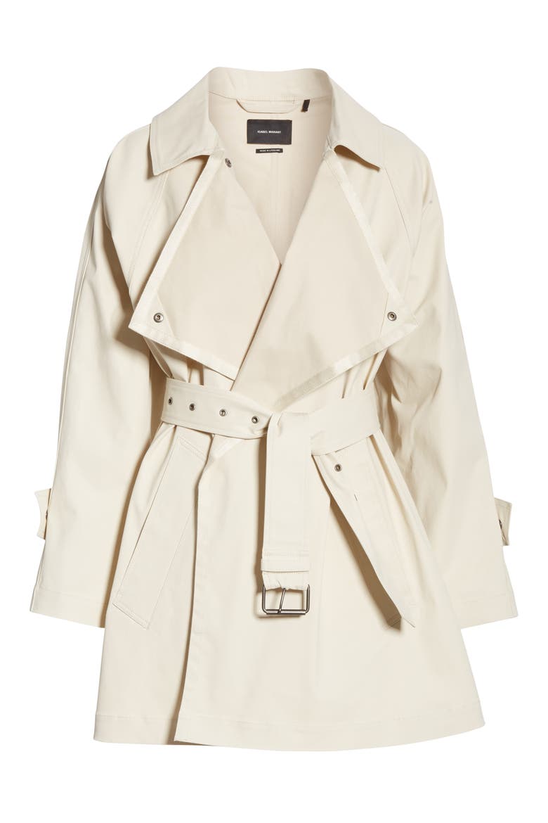 Coated Stretch Cotton Trench Coat, Alternate, color, ECRU