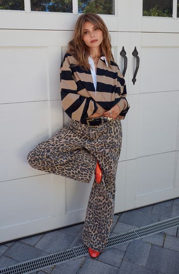 Good Standard Leopard Print Wide Leg Jeans