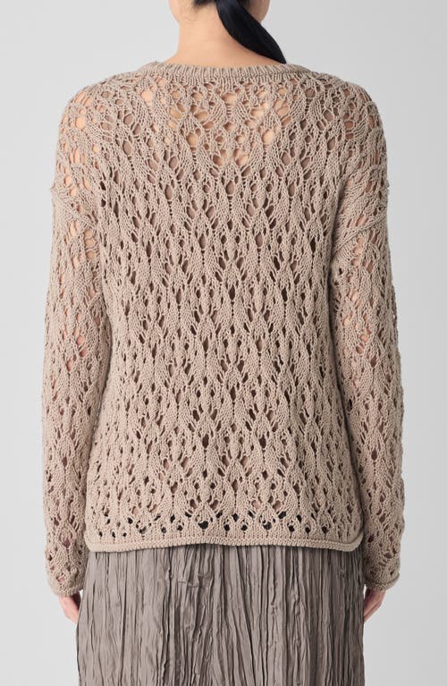 Eileen Fisher Crewneck Organic Cotton Sweater In Beige