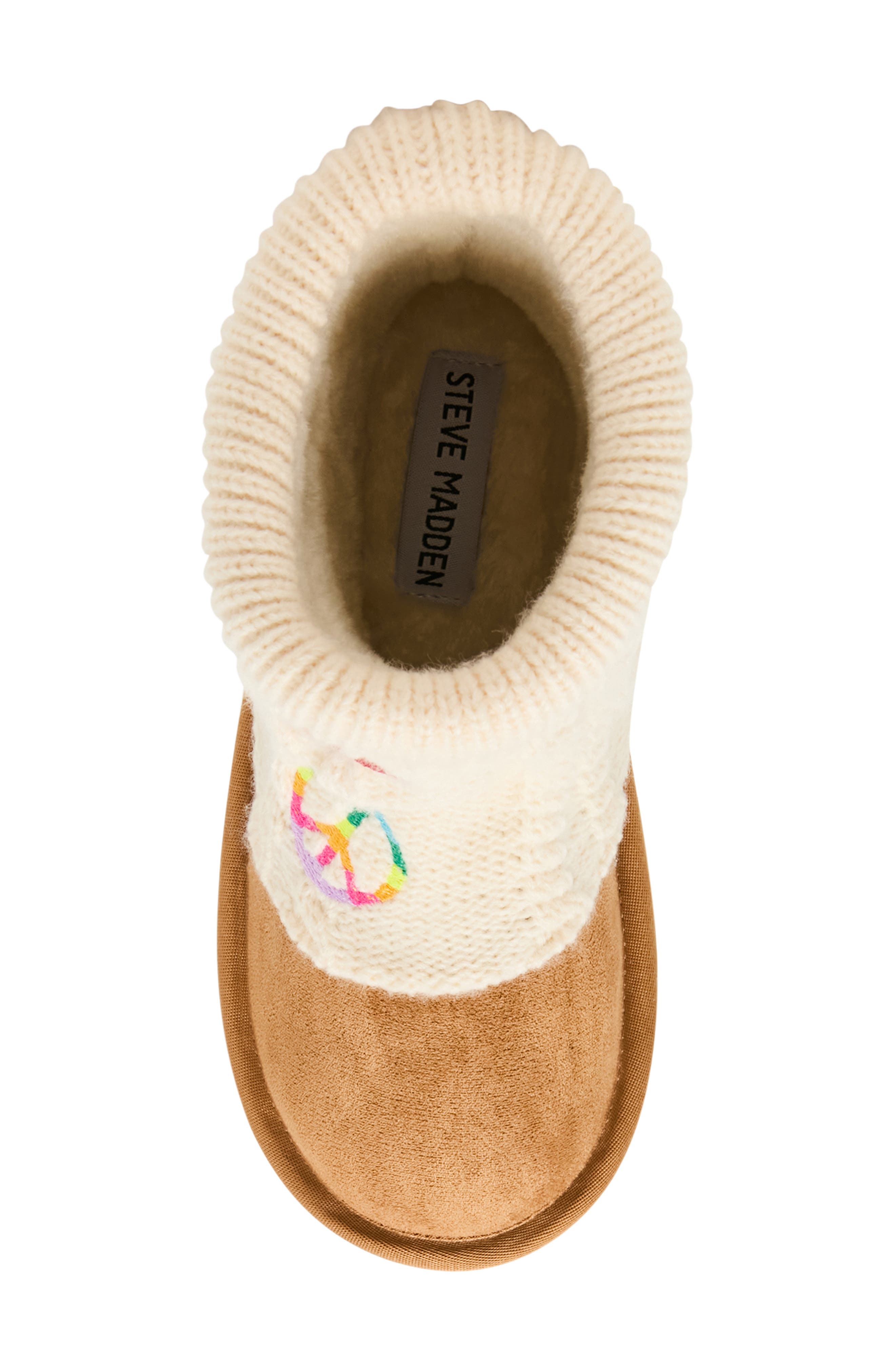 Kids' Cozy Embroidered Knit Boot, Alternate, color, IVORY/ COGNAC
