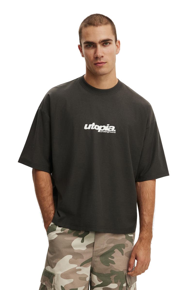 Cotton On Men's Cropped Fit Graphic T-Shirt, Main, color, Faded Slate  Utopia