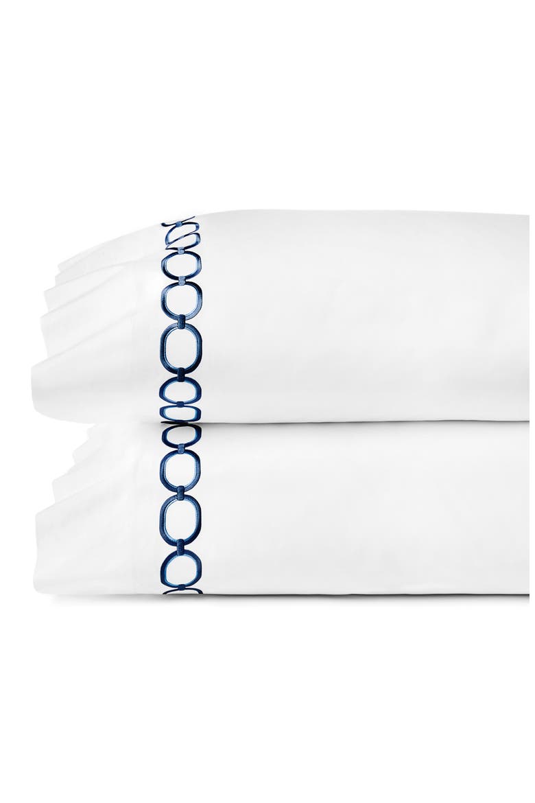 Catina Set of 2 Pillowcases, Main, color, WHITE/ NAVY