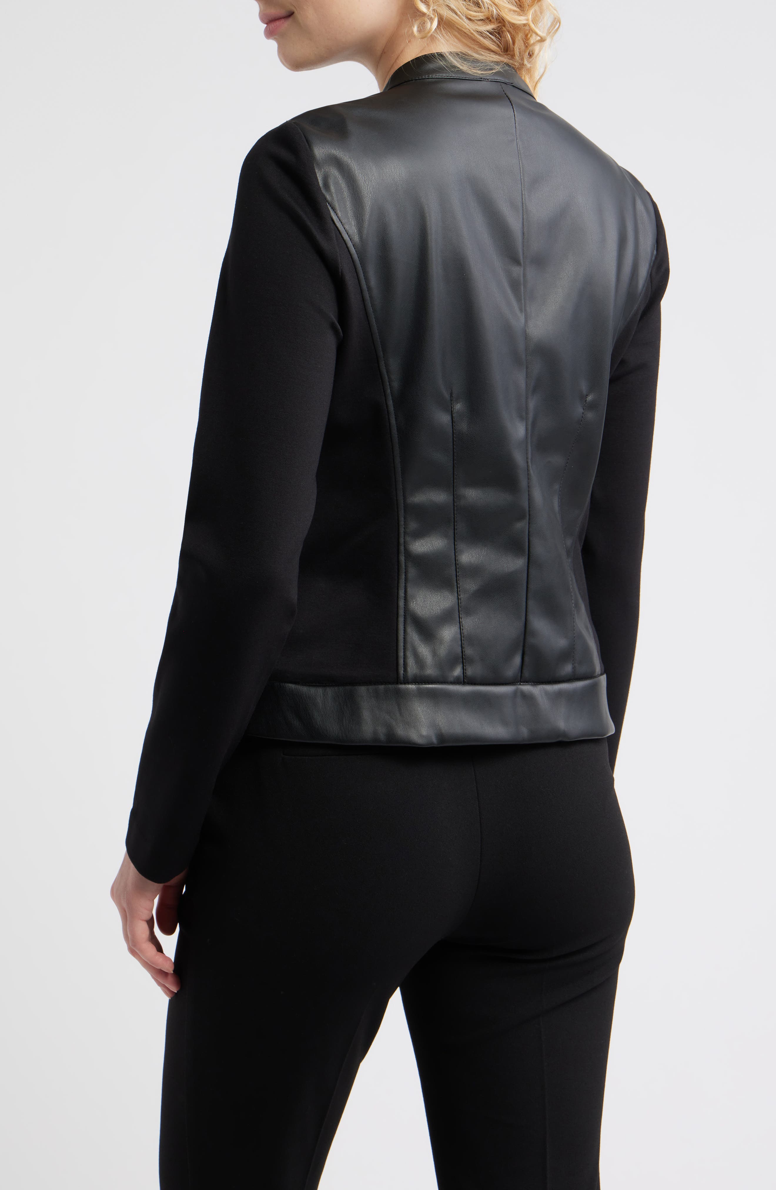 Faux Leather Mixed Media Jacket - image 2