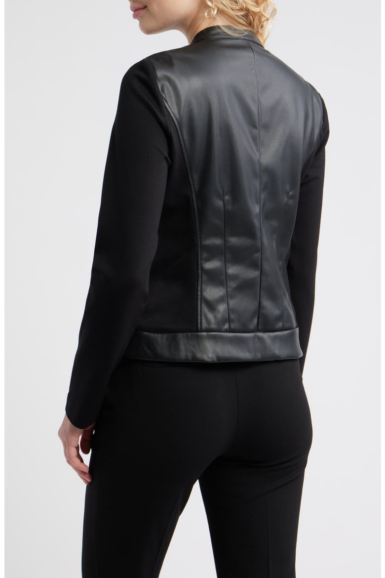 Faux Leather Mixed Media Jacket, Alternate, color, ANNE BLACK
