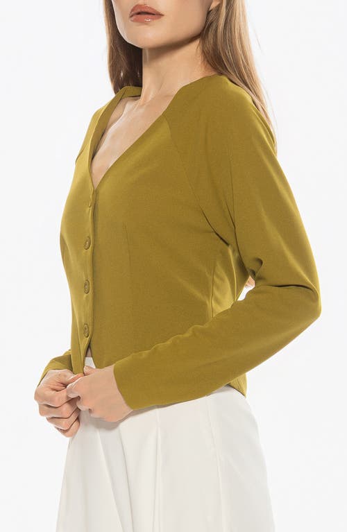 Alexia Admor Delyra Back Belt Front Button Crop Top In Green