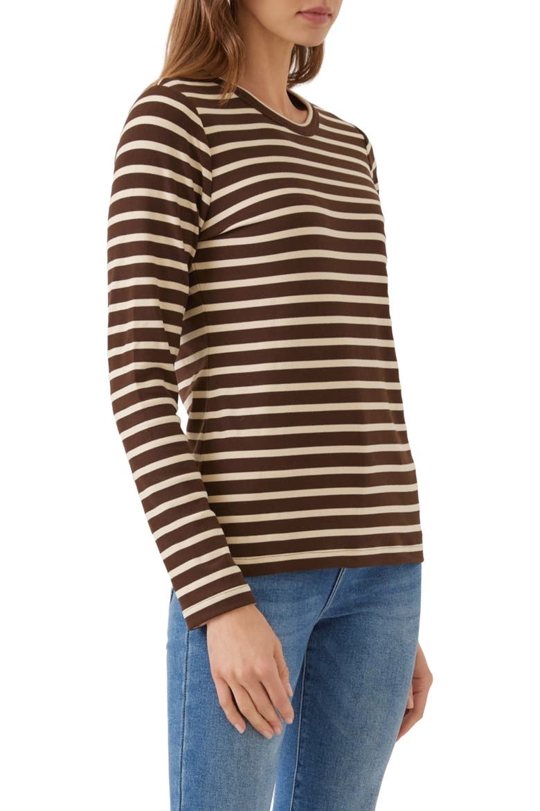 Striped Long Sleeve T-Shirt, Alternate, color, CHOCOLATE