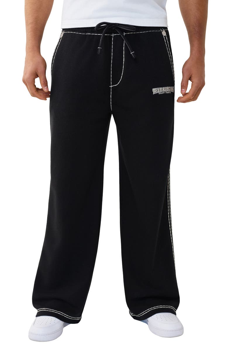 True Religion Super T Baggy Sweatpants, Main, color, Jet Black