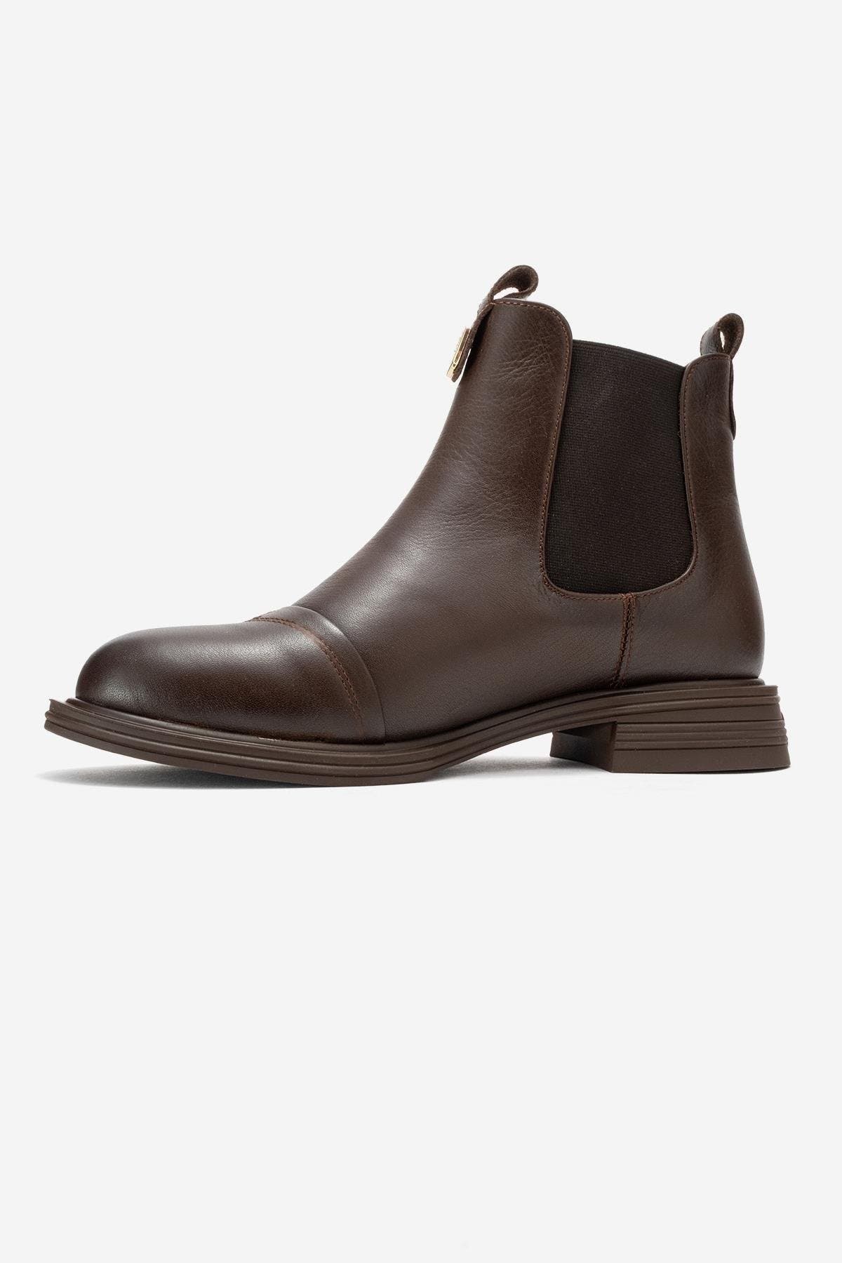 Sidney Leather Buckled Chelsea Boot, Alternate, color, Brown Leather