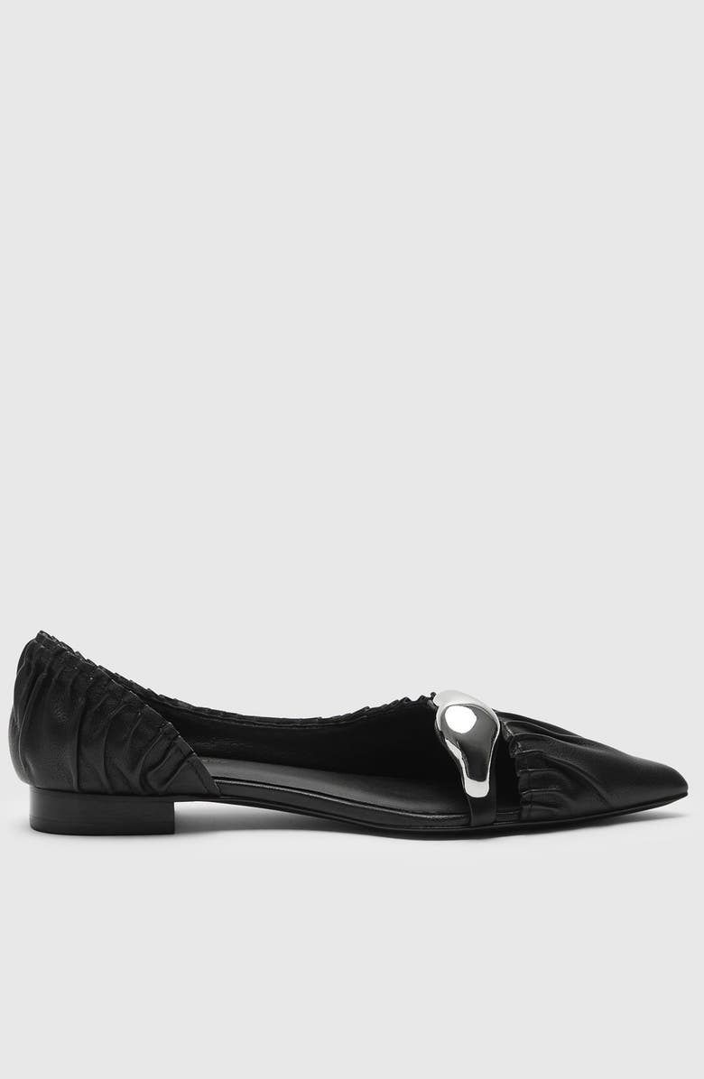Manière De Voir Celeste Leather Ballet Flats with Hardware, Alternate, color, Midnight