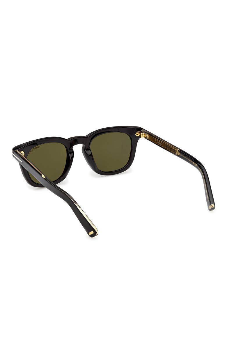48mm Square Sunglasses, Alternate, color, SHINY BLACK / GREEN LENS