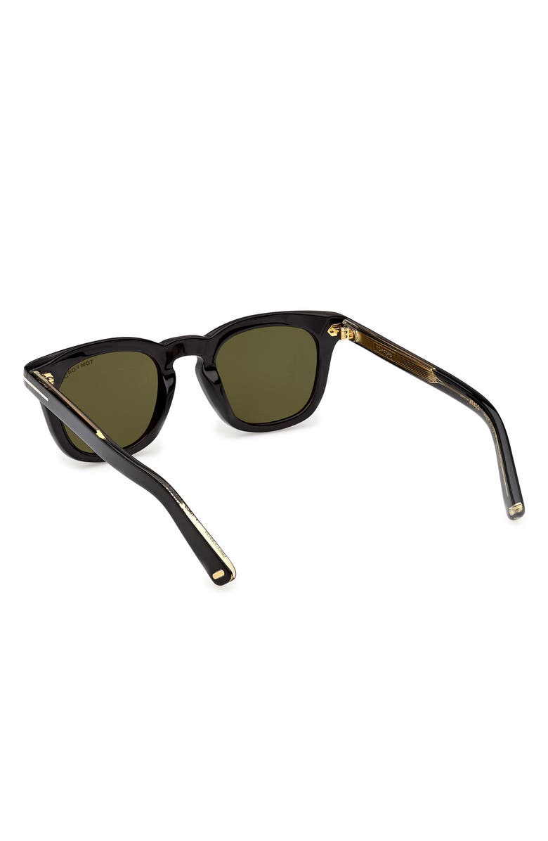 TOM FORD 48mm Square Sunglasses, Alternate, color, Shiny Black / Green Lens