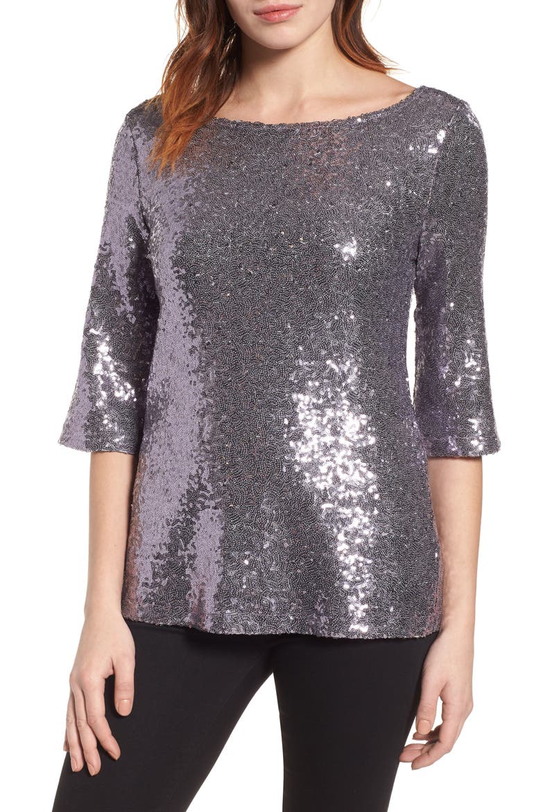 Tie Back Sequin Top, Main, color, LAVENDER