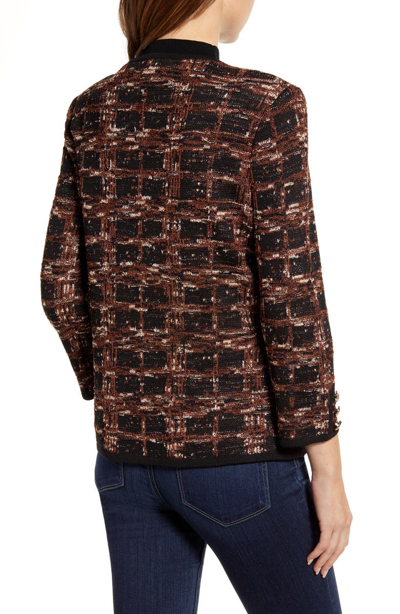 Ming Wang Check Jacquard Knit Jacket, Alternate, color, 