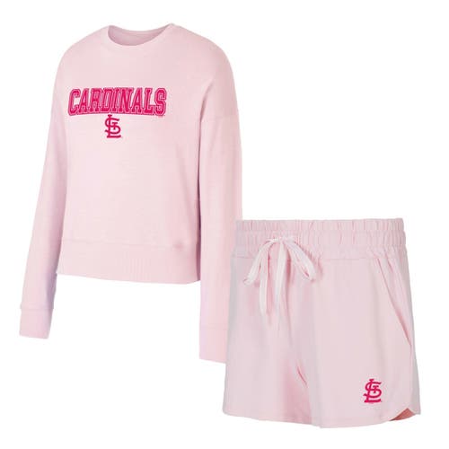 Concepts Sport Pink St. Louis Cardinals Elevation Tri-blend Long Sleeve T-shirt & Shorts Set
