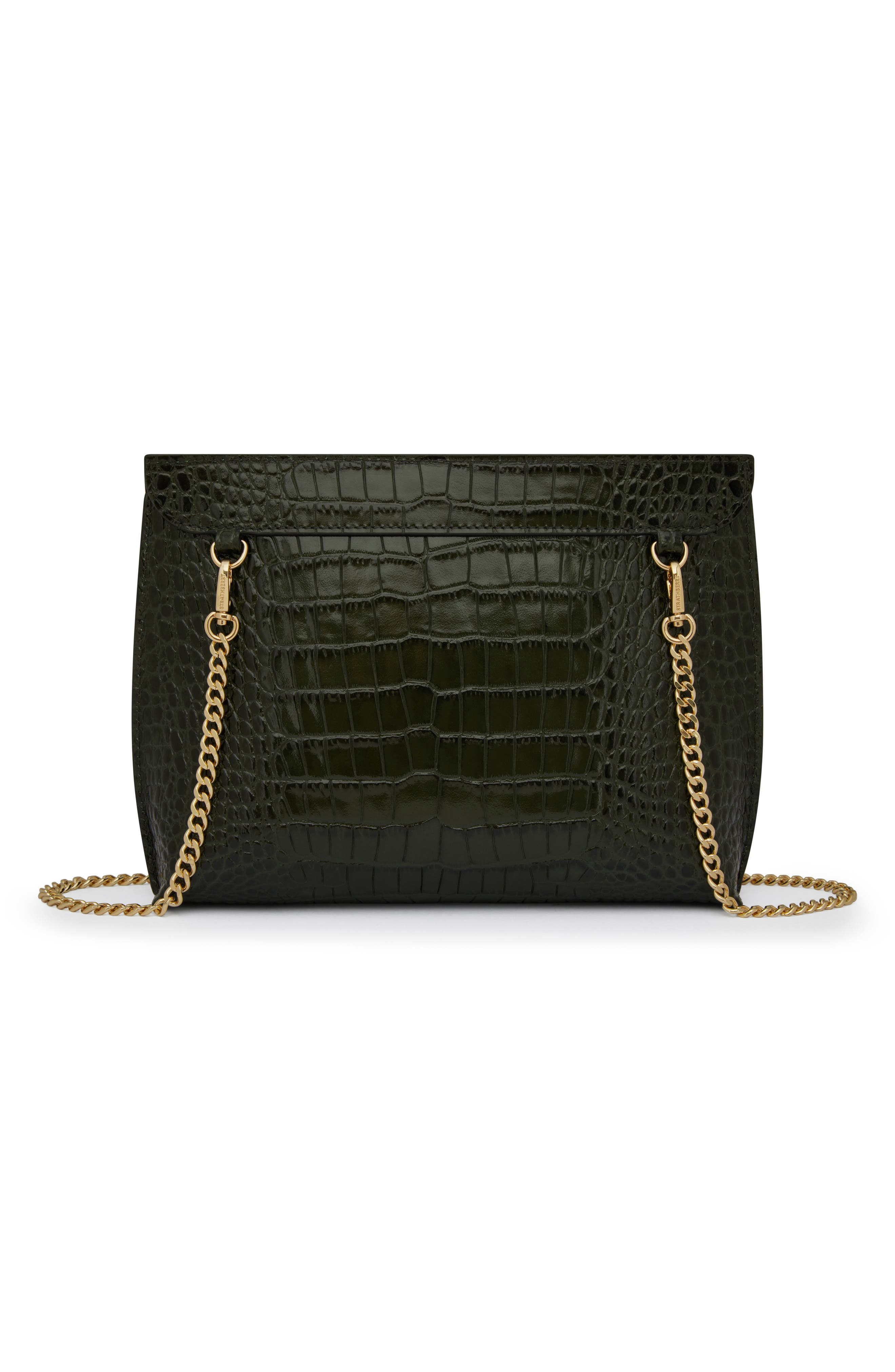 Strathberry Stylist Croc Embossed Leather Clutch, Alternate, color, Forest
