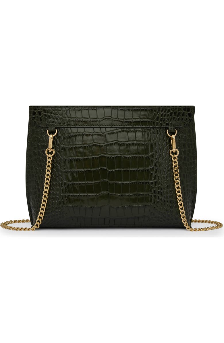 Strathberry Stylist Croc Embossed Leather Clutch, Alternate, color, Forest