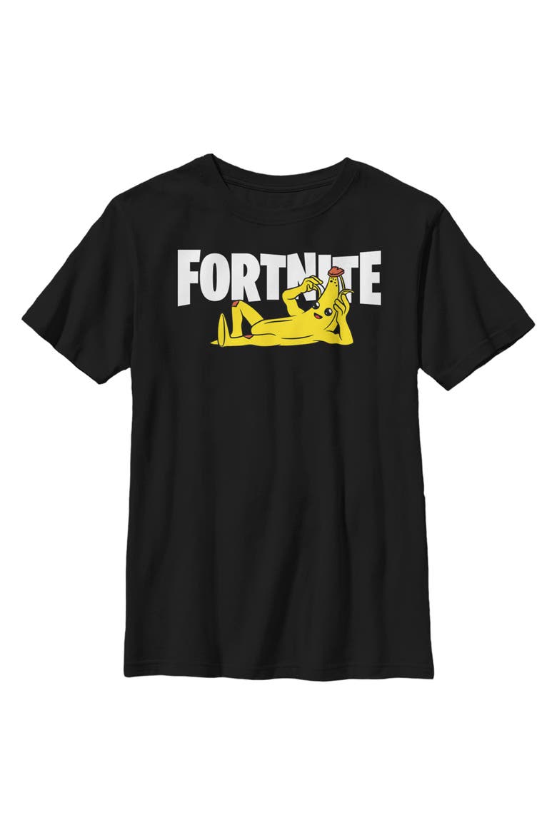 Boy's Fortnite Peel Yourself Logo  Graphic T-Shirt, Main, color, Black