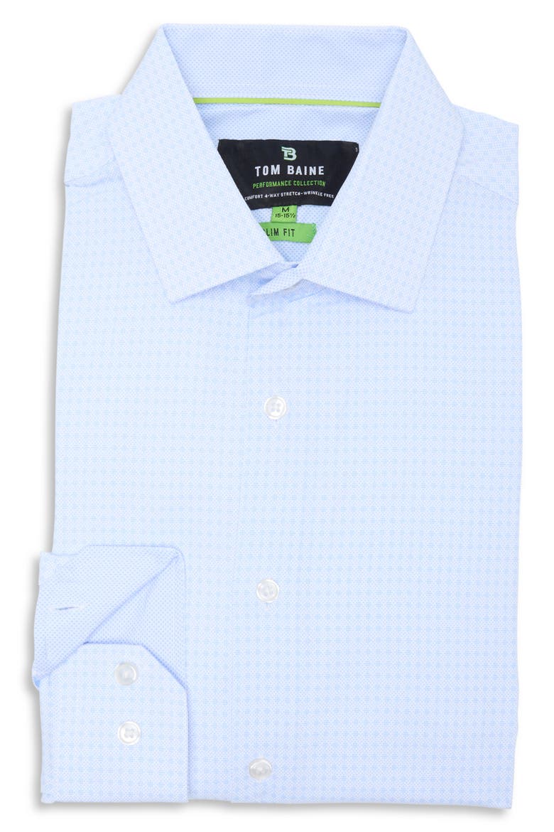 Slim Fit 4-Way Stretch Performance Button-Down Shirt, Alternate, color, BLUE